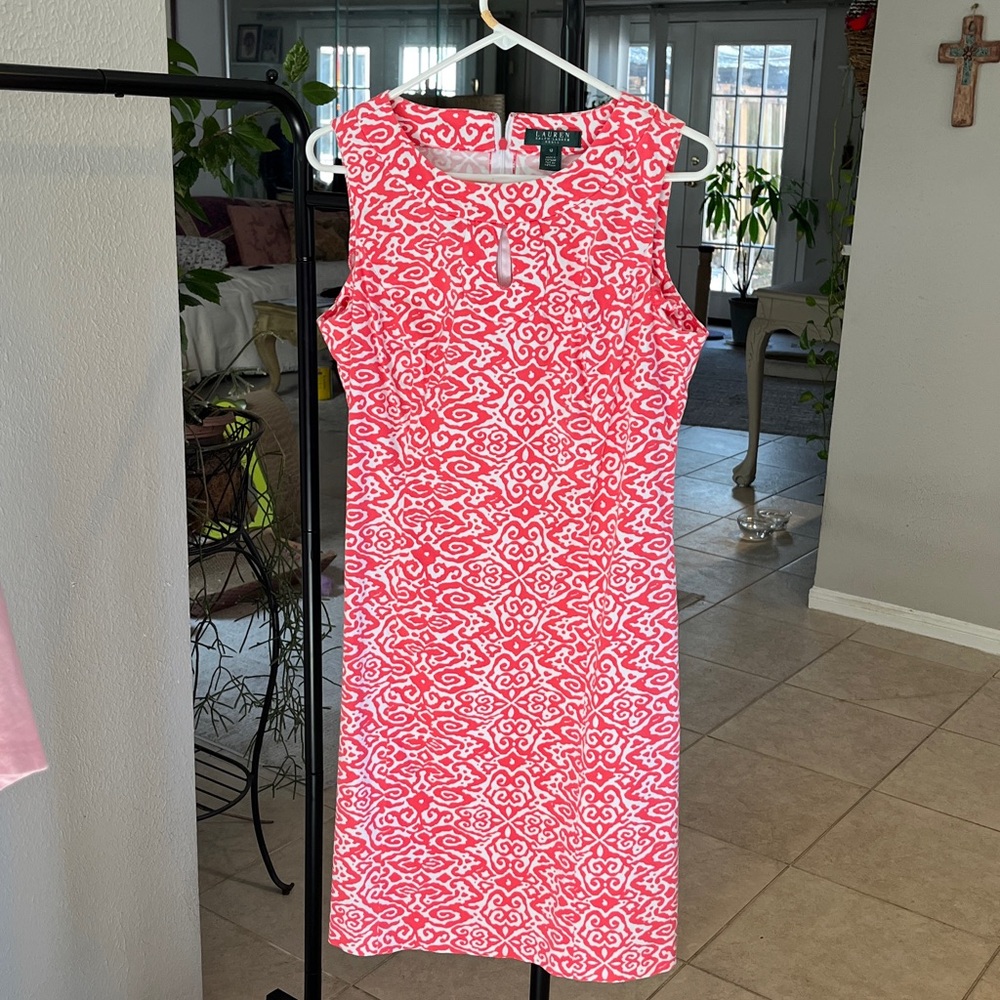 Ralph Lauren Women's dark pink and White Dress size 12, made in Vietnam